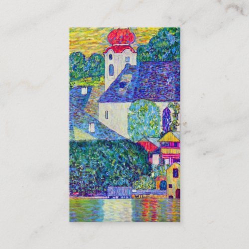 Klimt St Wolfgang church in Unterach on Lake Atter Business Card Template