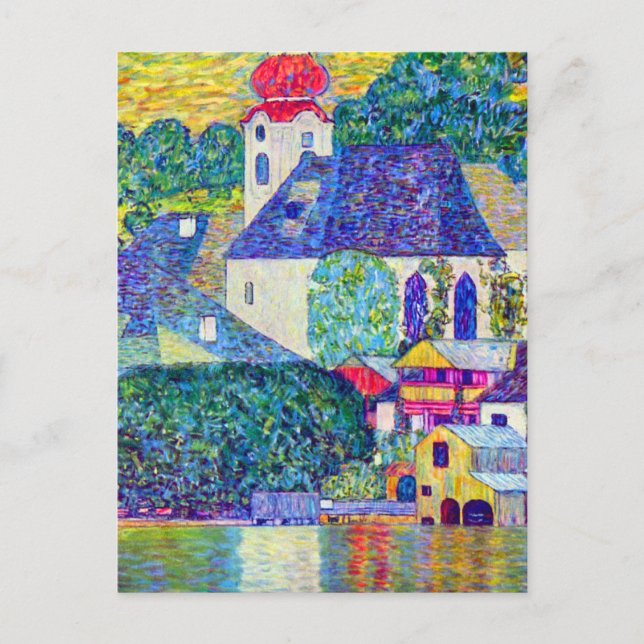 Klimt St Wolfgang church in Unterach on Lake Atter Postcard (Front)