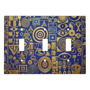 Klimt Style Blue+Gold Egyptian Revival Light Switch Cover