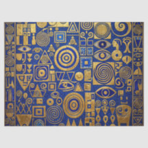 Klimt Style Blue+Gold Egyptian Revival
