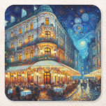 Klimt style caf&#233; scene coaster