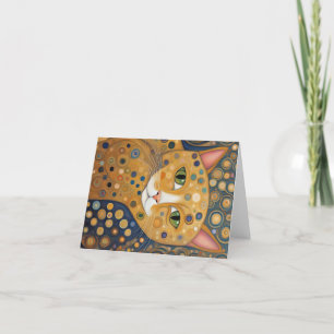 Klimt style cat blank letterpress thank you card