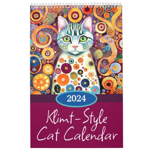 Klimt Style Colorful Cute Cats Calendar