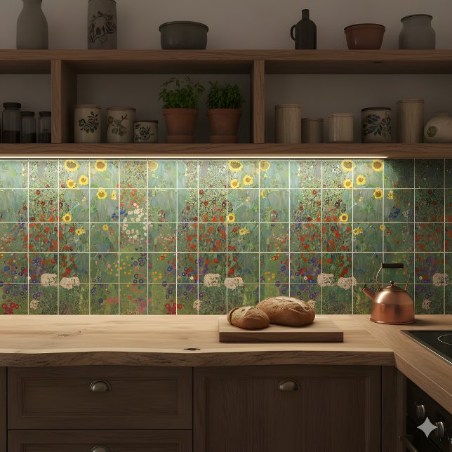 Klimt Sunflower Garden Ceramic Tile (Creator Uploaded)