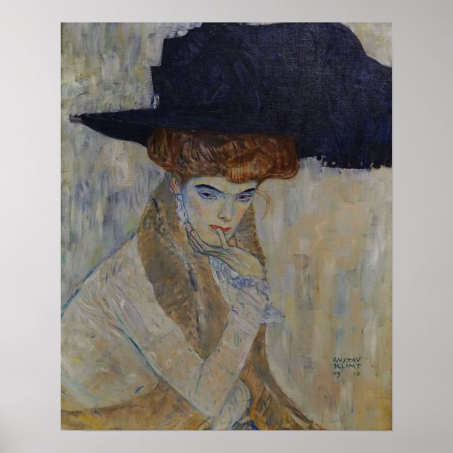 Klimt - The Black-Feathered Hat 1910 Poster (Front)