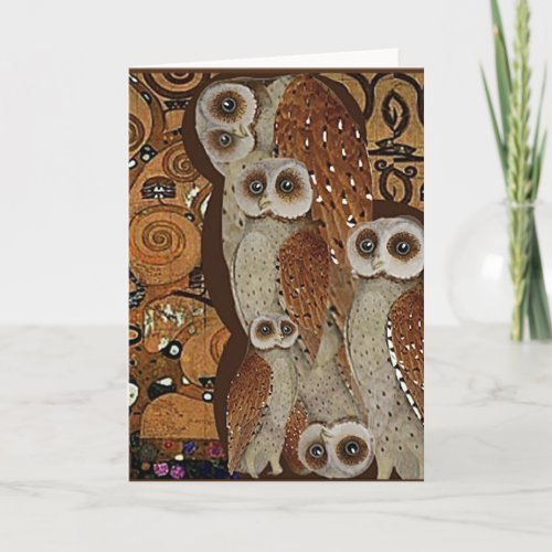 Klimt The Tree of Life Owl Parody  Card