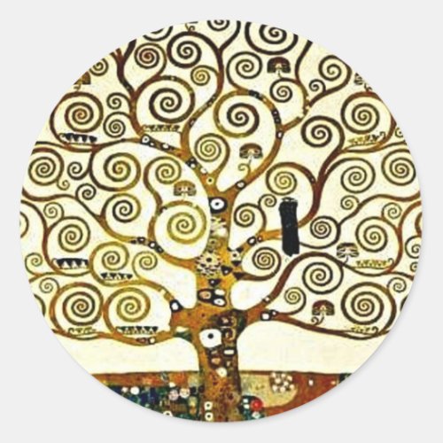 Klimt _ The Tree of Life Stoclet Frieze Classic Round Sticker