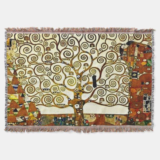 Klimt - The Tree of Life, stoclet frieze Throw Blanket (Front)