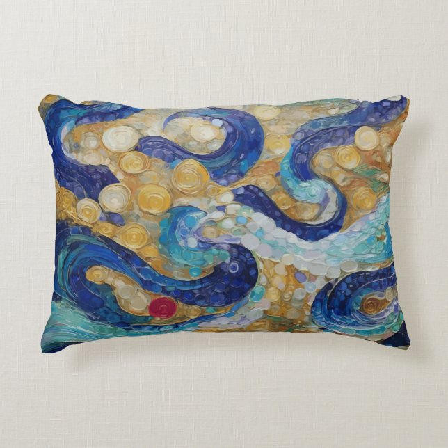 Klimt Water Serpents Accent Pillow (Front)