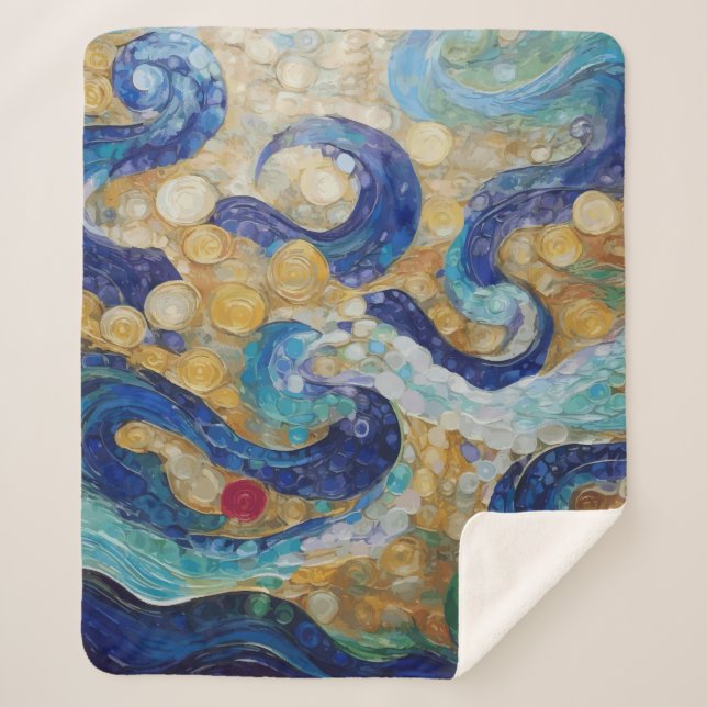 Klimt Water Serpents Sherpa Blanket (Front)