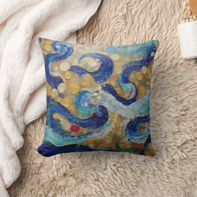 Klimt Water Serpents Throw Pillow (Blanket)