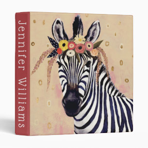 Klimt Zebra Adorned In Flowers 3 Ring Binder