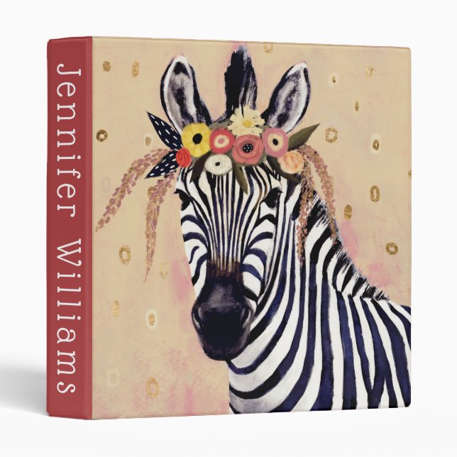 Klimt Zebra | Adorned In Flowers 3 Ring Binder (Front/Spine)