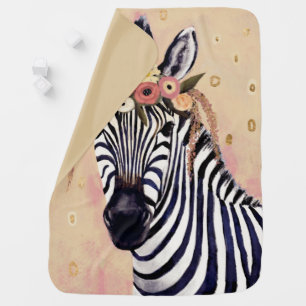 Klimt Zebra   Adorned In Flowers Baby Blanket