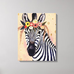 Klimt Zebra | Adorned In Flowers Canvas Print