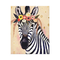 Klimt Zebra | Adorned In Flowers Canvas Print