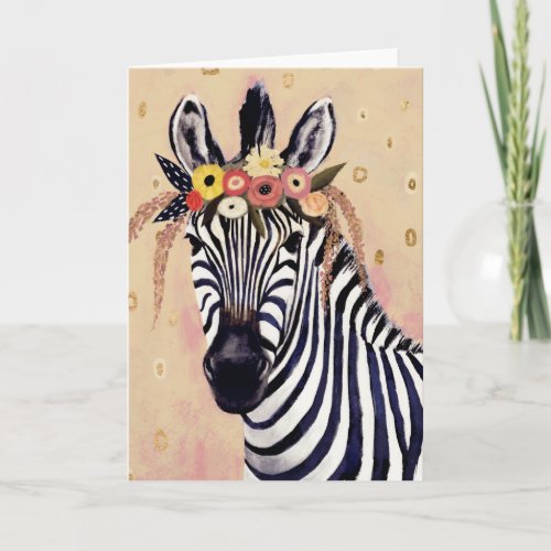 Klimt Zebra  Adorned In Flowers Card