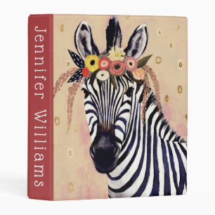 Klimt Zebra   Adorned In Flowers Mini Binder