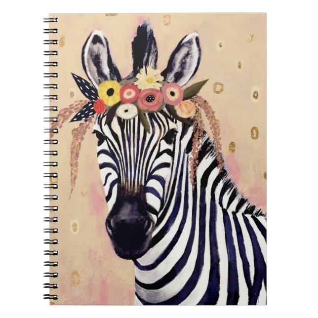 Klimt Zebra | Adorned In Flowers Notebook (Front)