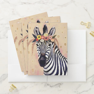 Klimt Zebra   Adorned In Flowers Pocket Folder