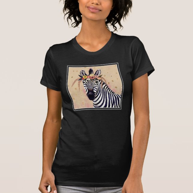 Klimt Zebra | Adorned In Flowers T-Shirt (Front)