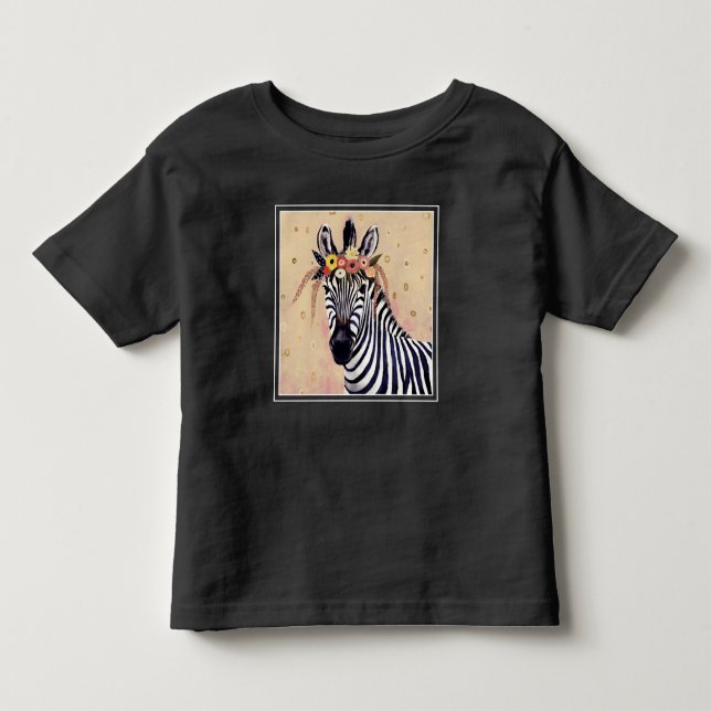 Klimt Zebra | Adorned In Flowers Toddler T-shirt (Front)