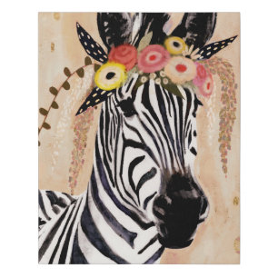 Klimt Zebra   Crown Of Flowers Faux Canvas Print