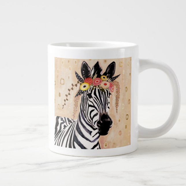 Klimt Zebra | Crown Of Flowers Giant Coffee Mug (Right)