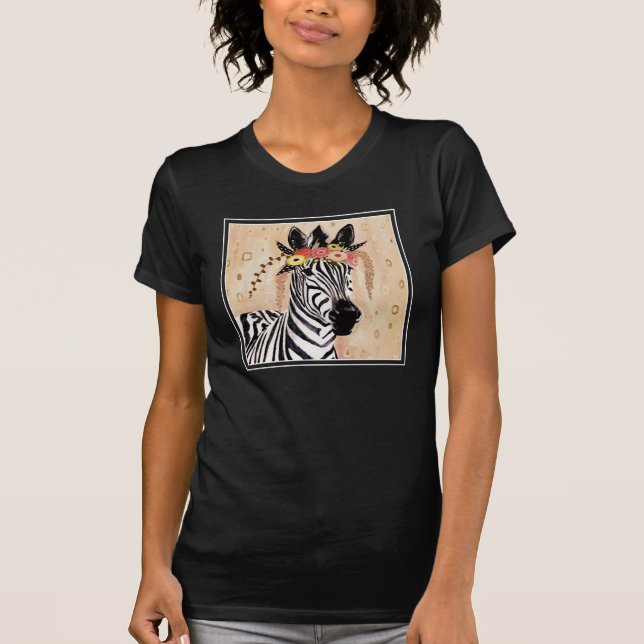 Klimt Zebra | Crown Of Flowers T-Shirt (Front)