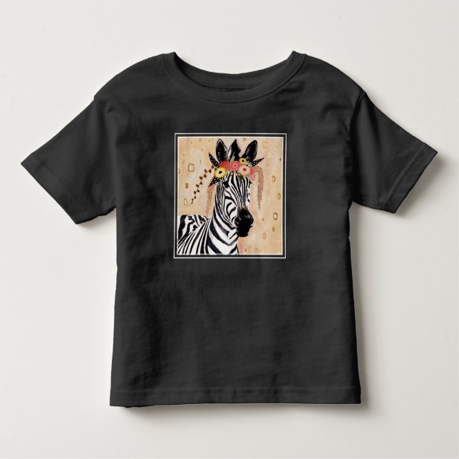 Klimt Zebra | Crown Of Flowers Toddler T-shirt (Front)