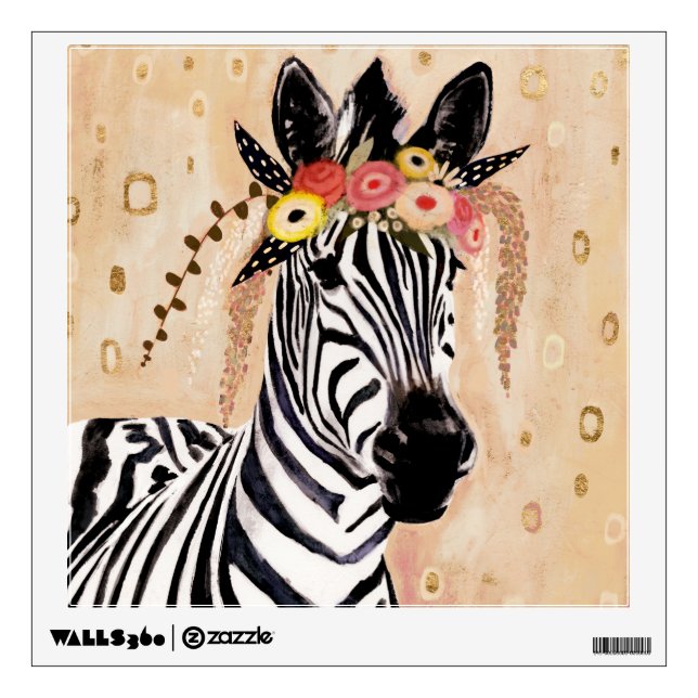 Klimt Zebra | Crown Of Flowers Wall Decal (Front)