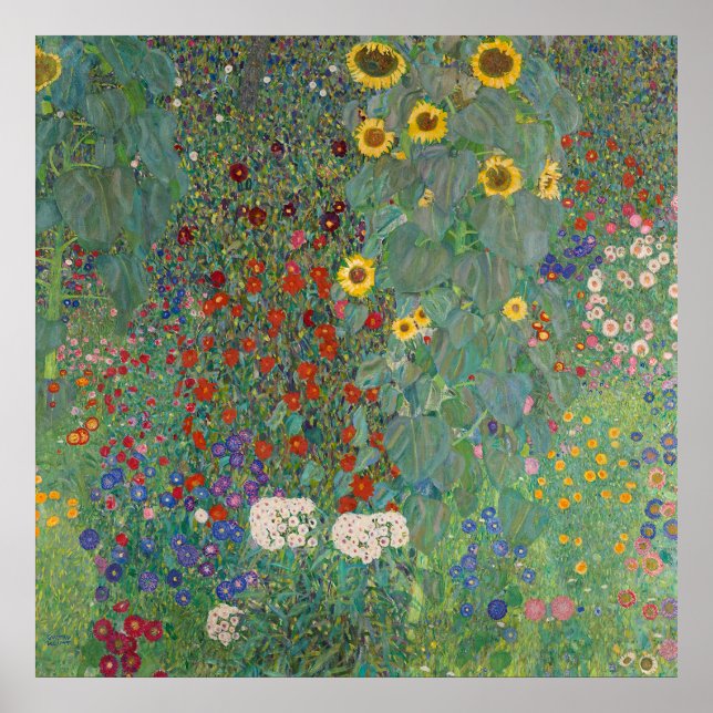 Klimt's Farm Garden with Sunflowers Poster (Front)