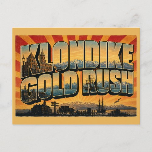 Klondike Gold Rush WA Bay Mountain Historic Art Postcard