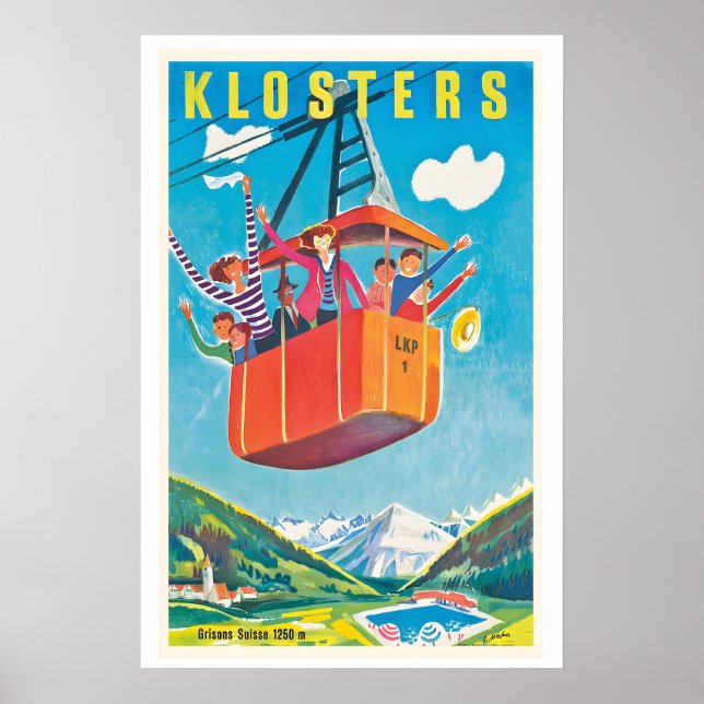 Klosters Grisons Switzerland Vintage Travel Poster (Front)