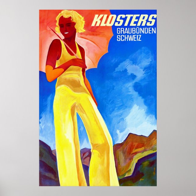 Klosters ~ Vintage Swiss Travel Poster (Front)