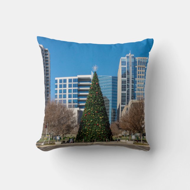 Klyde Warren Dallas Christmas Throw Pillow (Front)
