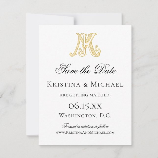 KM Monogram or MK Monogram Save The Date (Front)