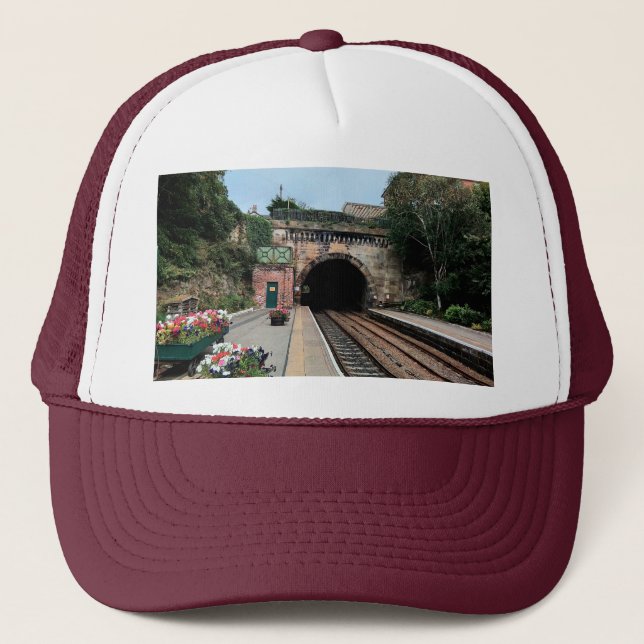 Knaresborough train tunnel  trucker hat (Front)