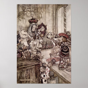 Knave before the King and Queen of Hearts Poster