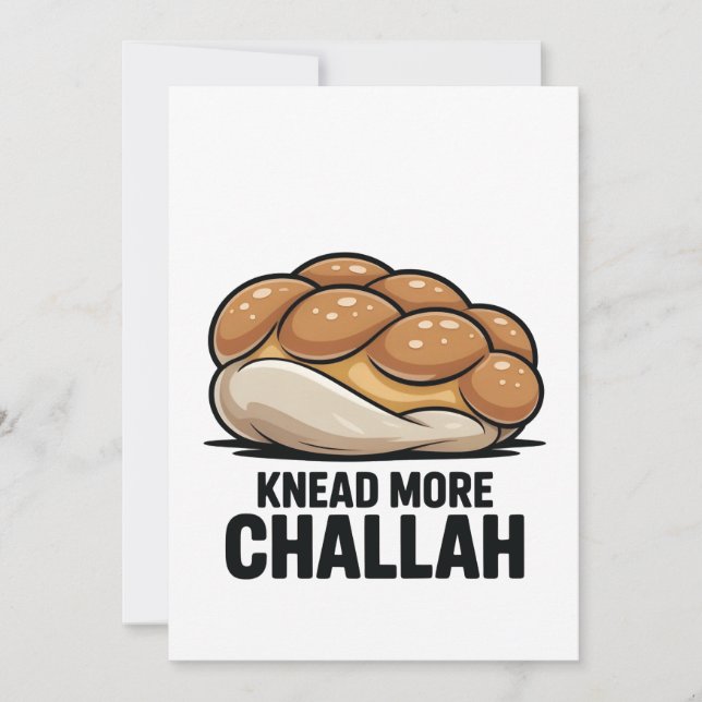 Knead More Challah Jewish Jew Baking Announcement (Front)