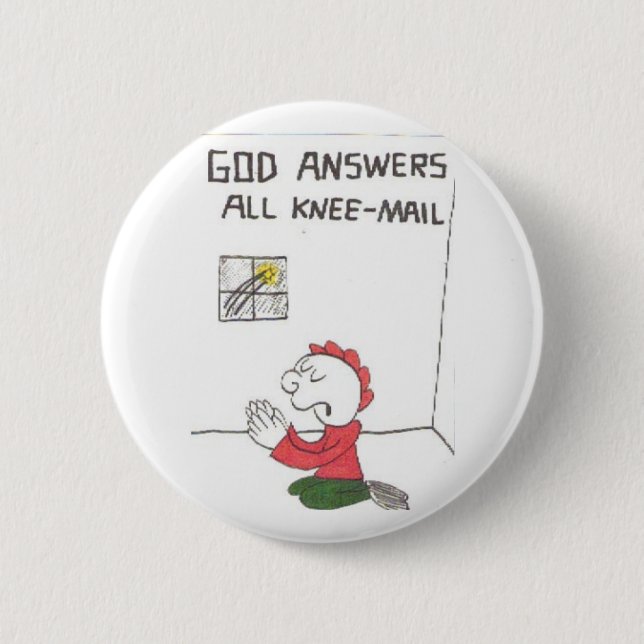 knee-mail = Funny church sayings Pinback Button (Front)
