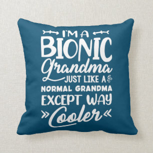 Knee Replacement Bionic Grandma After Surgery Throw Pillow
