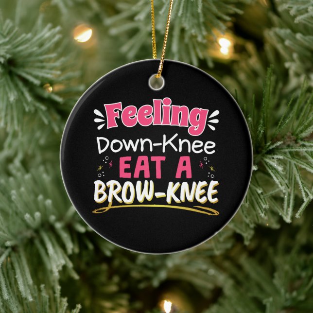 Knee Surgery Positivity Pun - Cute Brownie Ceramic Ornament (Tree)