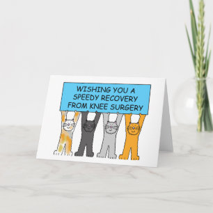 Knee Surgery Speedy Recovery Cartoon Cats Card