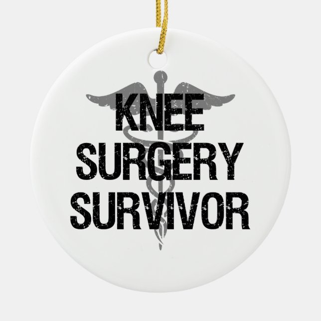 Knee Surgery Survivor Ceramic Ornament (Front)