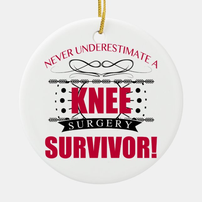 Knee Surgery Survivor Ceramic Ornament (Front)
