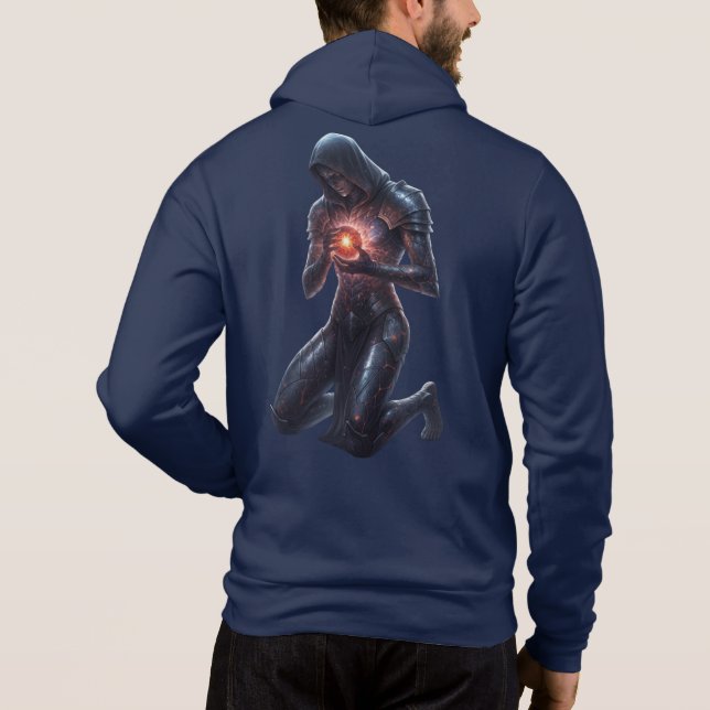 Kneel Before the Glow: Neo-Gothic Sci-Fi Zip-Up Hoodie (Back)