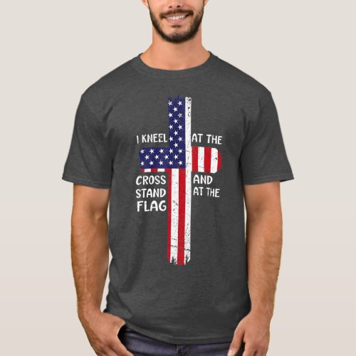 Kneel Cross At The Cross Memorial Day Never Forget T_Shirt
