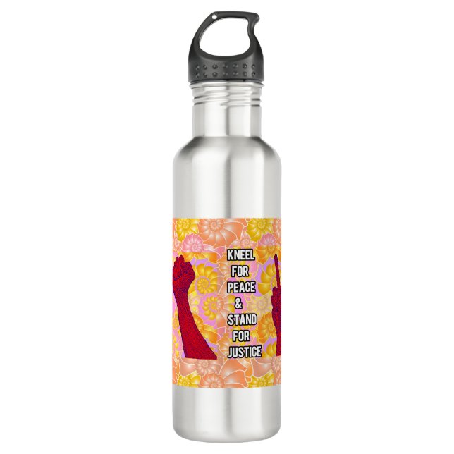 Kneel for Peace and Stand for Justice ( V2) Stainless Steel Water Bottle (Front)