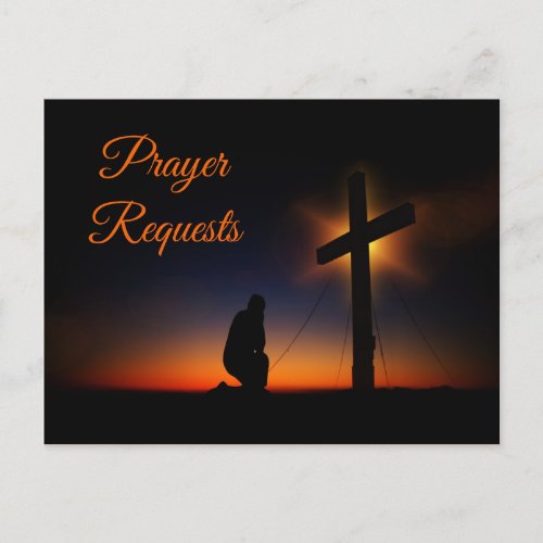 Kneeling at the Cross for Prayer Requests Postcard